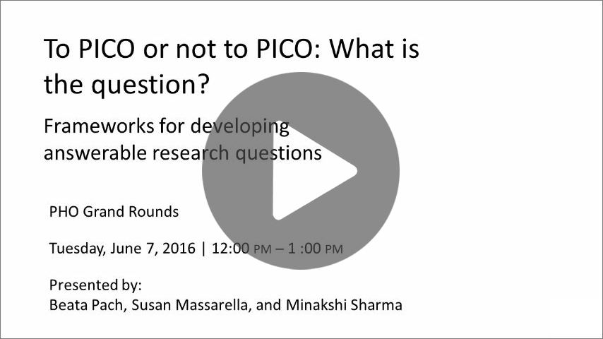 To Pico or Not to Pico: What is the question?s
